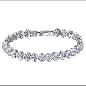 14k White Gold over Silver White Sapphire Diamond Bracelet!